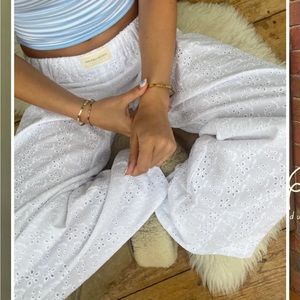 Studio seven lazy daisy pants eyelet white cotton pants